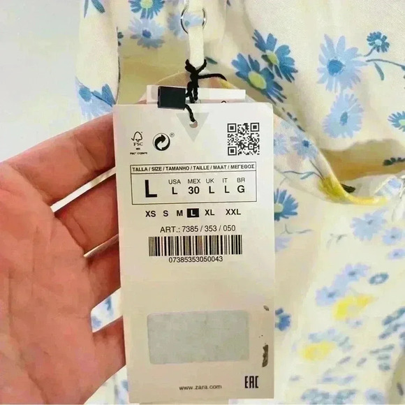 NWT Zara Linen Blend Floral Mini Dress Spaghetti Strap Beach Summer Pool Party - Picture 6 of 8